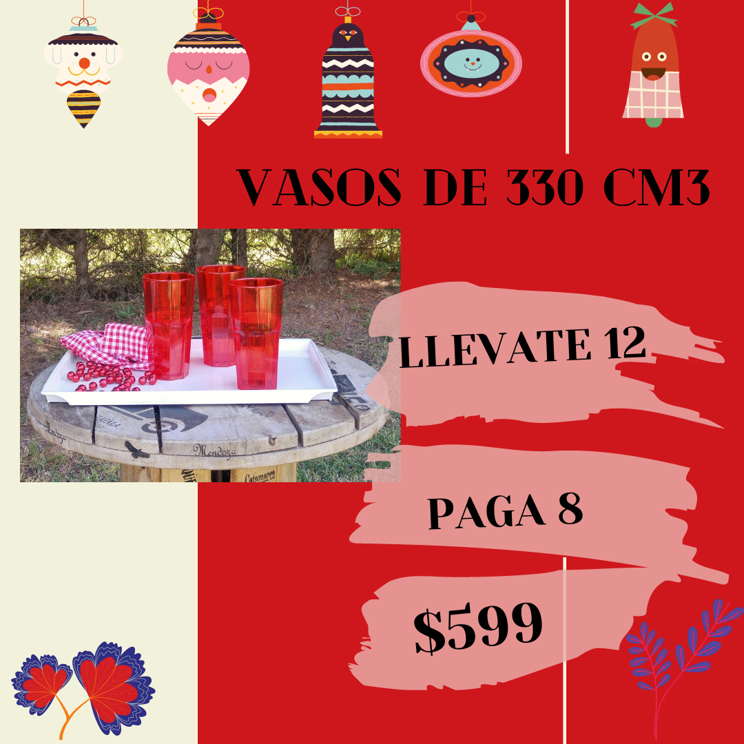 Doce Vasos 330. ARPLA productos plásticos.